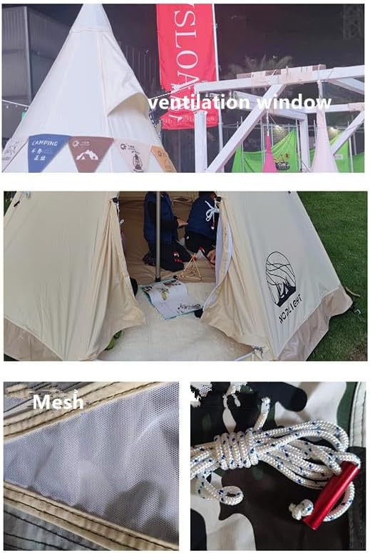 Bell Tent 4 Season 9.85ft Glamping, Hot Tent,Ideal for Family Camping, Hiking,Canvas with Aluminum Pole. Support Camouflage Fabric Customization