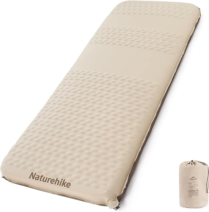 Naturehike 2.56’’ Thick Self Inflating Sleeping Pad for Camping with Foam, Inflatable Twin Size Camping Mattress for Outdoors, Car, Home, ISPO Award Winning Processes