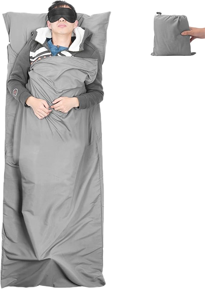 Sleeping Bag Liner, Lightweight Portable, Soft Travel and Camping Sheet, with Compact and Carry Bag, for Travel, Hotel