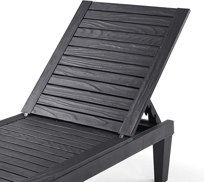 Nestl Patio Chairs - Black Chaise Lounge Chair Outdoor, 5-Position Adjustable Sun Tanning Chair, Waterproof Pool Lounge Chairs, Reclining Lawn Chair, Lightweight Outdoor Lounge Chairs