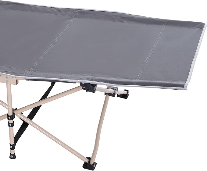 Outsunny Folding Camping Cot for Adults with Carry Bag, Side Pocket, Outdoor Portable Sleeping Bed for Travel, Camp, Vacation, 330 lbs. Capacity, Gray