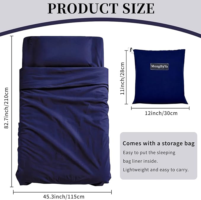 Sleeping Bag Liner Lightweight Compact Sleeping Bag Sack Portable Clean Travel Sheet Camping Sleep Sheet for Backpacking Hotel Hiking