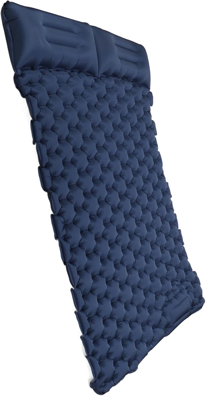 Double Inflatable Camping Sleeping Pads with Built - in Pillow, Ergonomic Nylon Mat for Couples, Fast Inflation Foot Pump Design, for Outdoor Camping Hiking