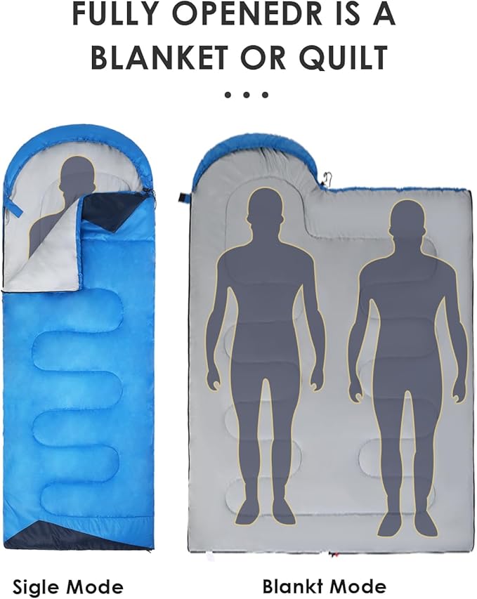 Sleeping Bags for Adults Cold Weather - 20 Degree Big&Tall Size Backpacking Lightweight Waterproof for Girls Boys Mens Teen Women for Camping Hiking Outdoor Travel Hunting with Compression Bags