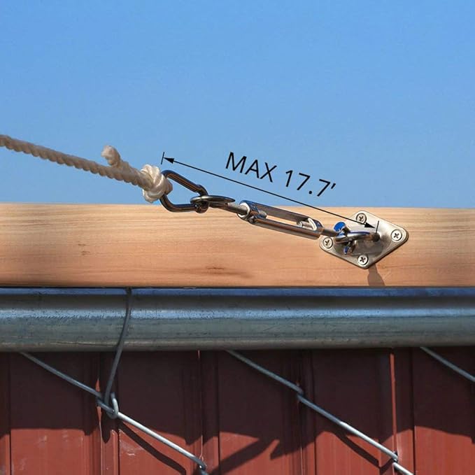 DOEWORKS Sun Shade Sail Kit 8 Inches for Rectangle or Triangle Sails, Heavy Duty Stainless Steel for Outdoor Using