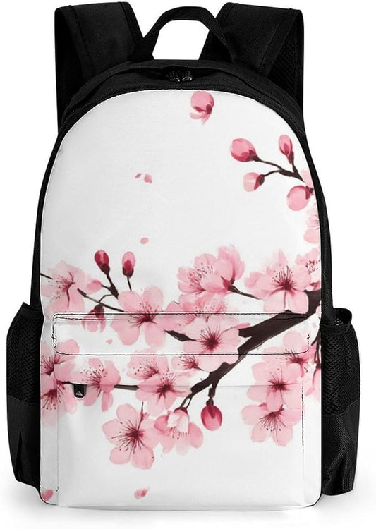 Lightweight Daypack Backpack for Trekking Work Running, Big Capacity Multipurpose Anti-Theft Bookbag, Branch Of A Flourishing Tree Cherry Flowers Blossoms Spring Theme Art Business Computer Bag