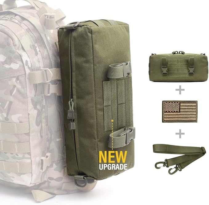WYNEX Large Molle Pouch, Tactical Molle Bag Vertical Admin Pouch, Modular Utility Pouch Increment Side Pouch for Tactical Backpack Molle Rucksack Attachment, with Shoulder Strap For Use as Sling Bag