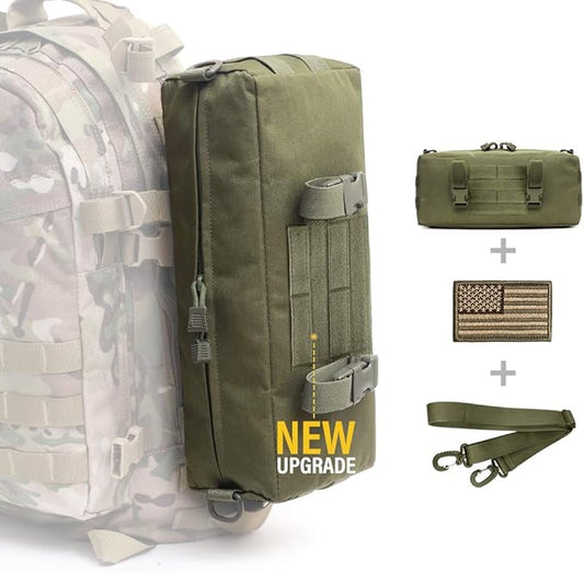 WYNEX Large Molle Pouch, Tactical Molle Bag Vertical Admin Pouch, Modular Utility Pouch Increment Side Pouch for Tactical Backpack Molle Rucksack Attachment, with Shoulder Strap For Use as Sling Bag