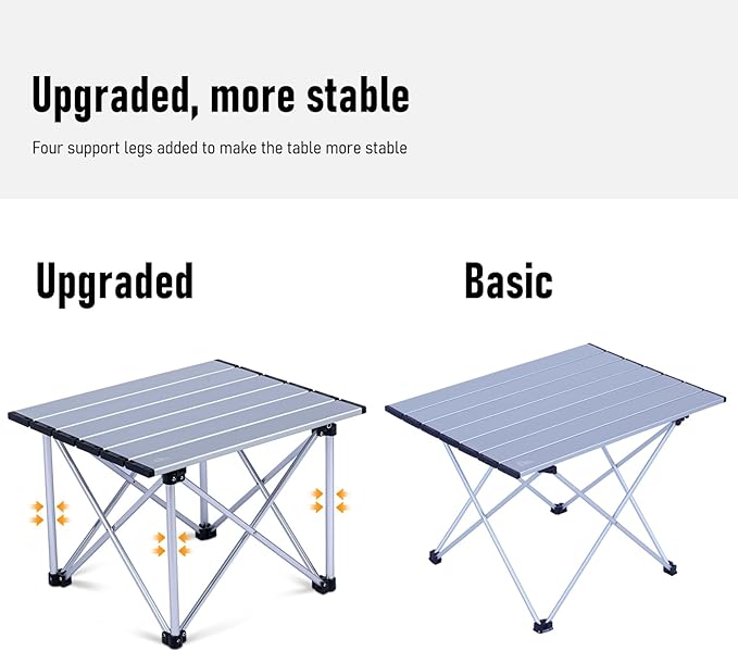iClimb Ultralight Compact Camping Folding Table with Carry Bag (Reinforced Silver - XL)