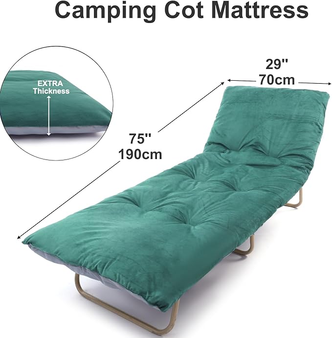Folding Camping Cot Pad - Portable & Comfortable Outdoor Sleeping Mat with Elastic Strap, Lightweight Waterproof Bottom Mattress Pad
