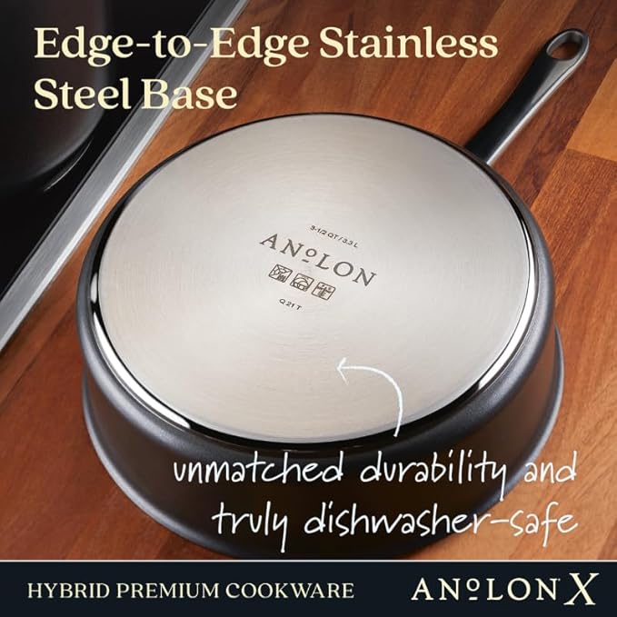Anolon X Hybrid Nonstick Induction Saute Pan With Lid, 3.5 Quart - Charcoal Gray