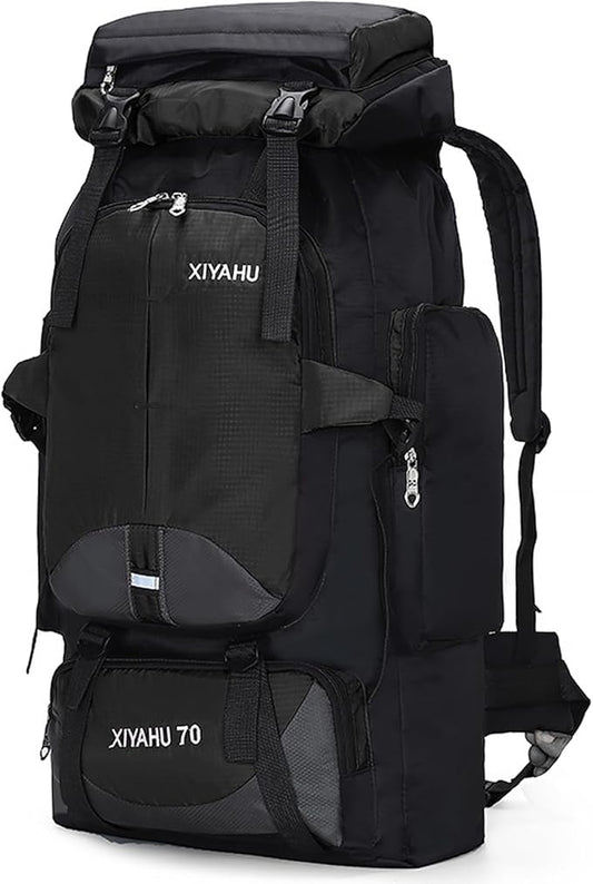 Lawaia 70L Hiking Backpack Rucking Camping Lightweight Backpacking Outdoor Travel Bag Trekking Back Pack Large Capacity Backpacks Climbing Trail Backpack for Men Women- Black