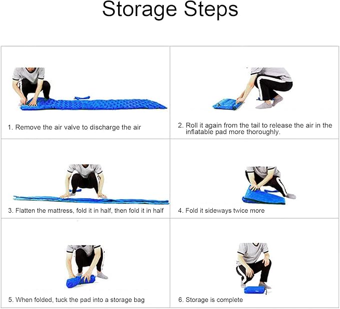 Inflatable Camping Sleeping Pad Mat, Ultra Lightweight Air Cushion Mattress for Tent Hiking Travel, 2 Way Valve Design with 40D Nylon Fabric and TPU Laminate, Compact Foldable (Peacock Blue)