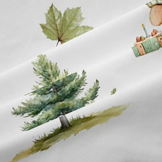 Princess Bears Window Curtain | Coquette Girly Window Treatment Curtain for Men Bedroom Decor,Green Maple Leaf Curtains Cartoon Cakes Gifts Living Room Top 2 Panels,52Wx63L