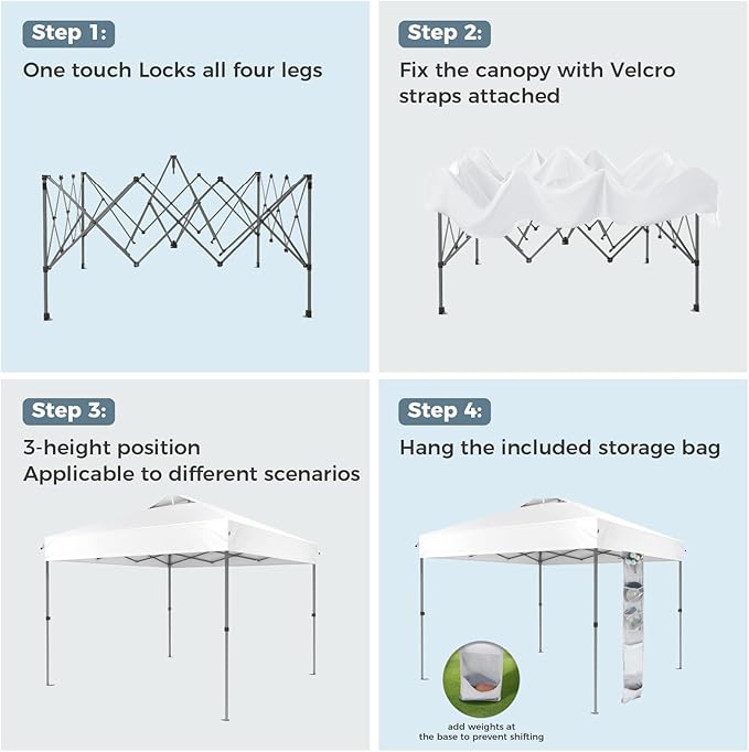 GREEN PARTY 10x10 ft Pop Up Canopy Tent, 1-Person Setup Instant Outdoor Canopy with Vented Top, Wheeled Carry Bag, 4 Ropes & 4 Sandbag -White