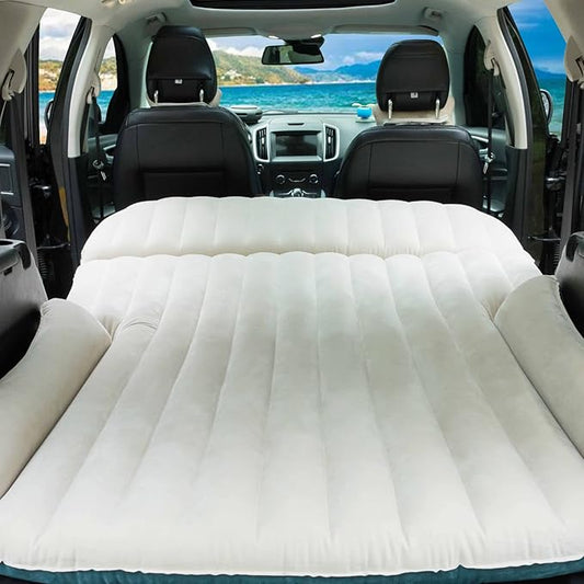 Double-Sided-Thick Flocked SUV Air Mattress Built-in Pillow with Pump Car Mattress | Leakproof Comfortable Durable Car Air Mattress| for Auto Camping, Road Trip