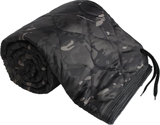 GRVCN Military Blanket - Camping Sleeping Bag with Zipper, Poncho Liner Thermal Insulated Blanket, Lightweight Portable Outdoor Hiking Survival Compression Carry Bag