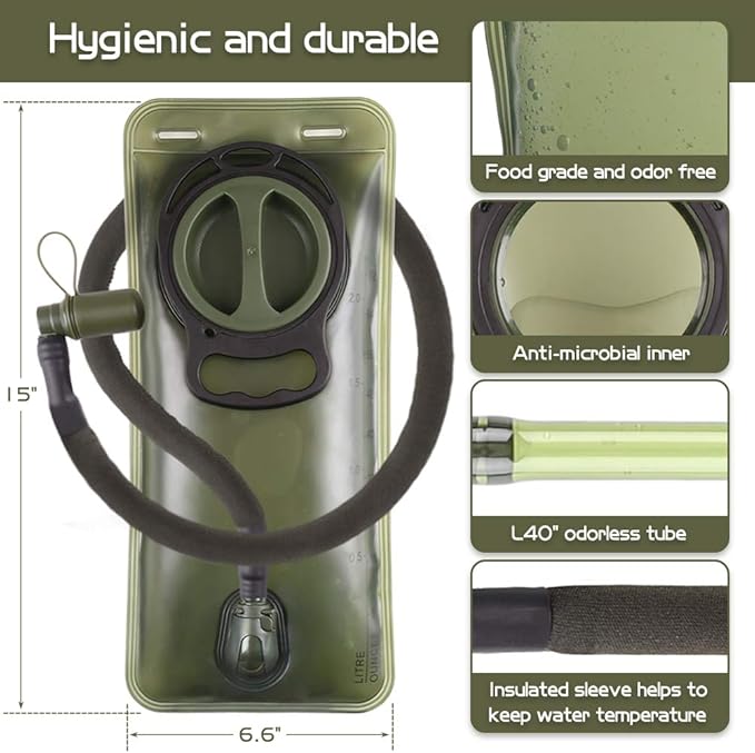 2L Hydration Bladder, Water Bladder for Hiking Backpack 2 Liter Water Storage Bag with Insulated Tube, Hydration Back Pack Replacement for Outdoor Camping Running Cycling