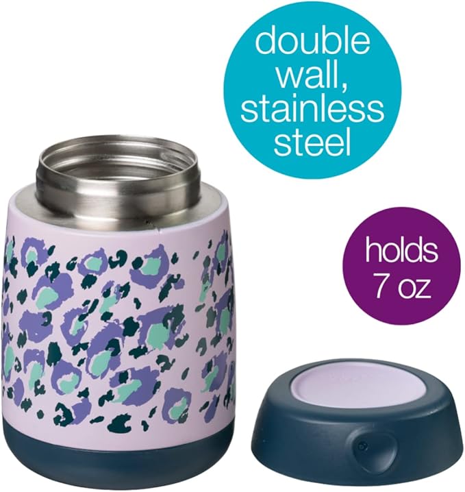 b.box Insulated Food Jar Mini | Small Snack Container for Babies and Kids | Double Wall Stainless Steel | Keeps Food Cold for 6hrs, Warm for 4hrs | (Wild Indigo, 7 oz)