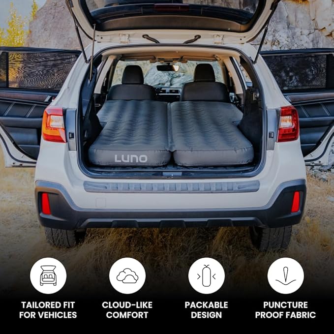 Luno Camp Air Mattresses 2.0 – Inflatable Car Bed w/Built-in Pump – Foldable Mattress & Sleeping Pad for Camping – Air Mattress for Tents – Durable Foam Camping Bed – Fits Ford Bronco Sport 2021+