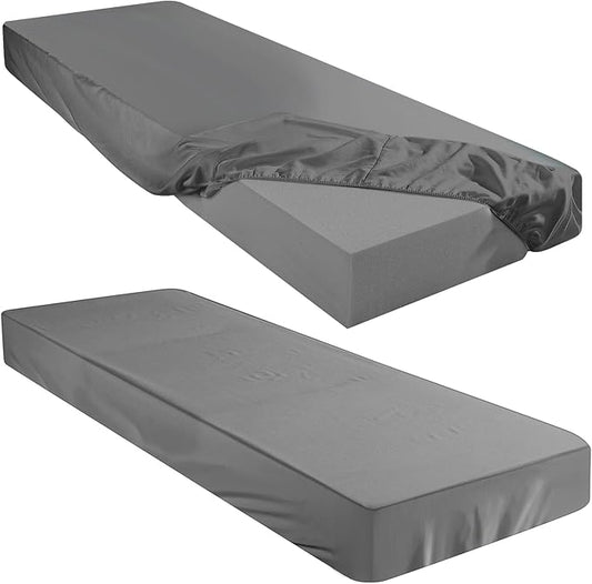 Breling Fitted Sheet (Sheet Only) Compatible with Milliard Trifold Mattress Folding Mattress Fitted Microfiber Bedclothes for Camp Bunk Rvs Bed(Dark Gray,2 Pcs,Single,6'')