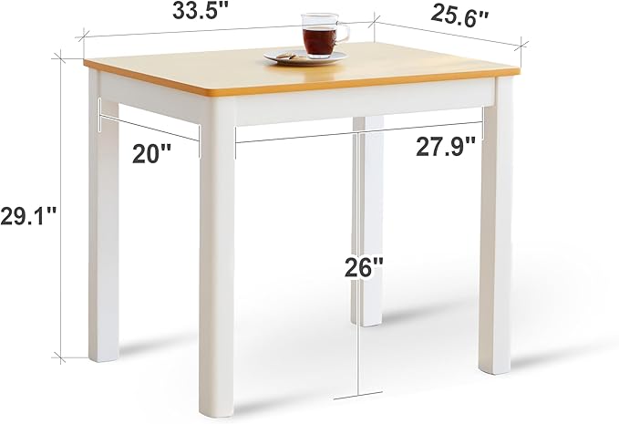 Livinia Cabin 33.5" Wooden Dining Table/Small Rectangular Modern Farmhouse Solid Wood Kitchen Table Desk (White Oak)