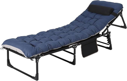 Portable Camping Cot for Adults, Folding Sleeping Cot with Removable Thick Mattress & Carry Bag, Double Layer Oxford Camping Bed for Travel Tent Day Bed Outdoor Home Guest Office Nap, 400LBS Load