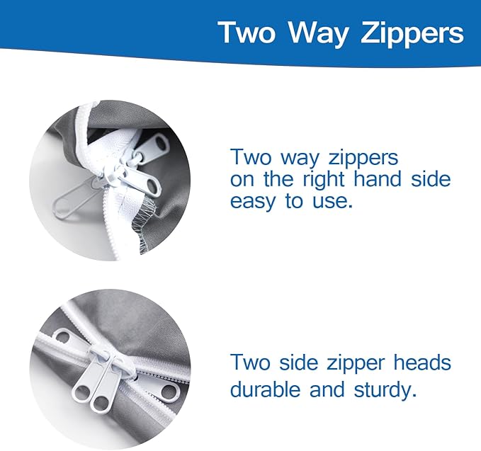 Sleeping Bag Liners with 2 Way Zipper, Adult Sleep Sack Travel Sheets for Hotel/Hostels/Business Trips, Lightweight Single Camping Sheet Sleep Bag Liner Warm & Cold Weather, Gray