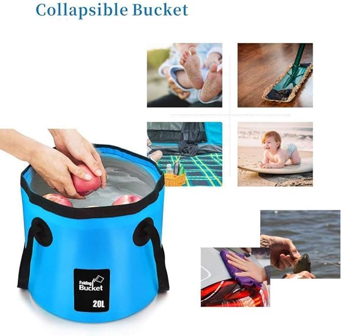BANCHELLE Collapsible Bucket Water Container Portable Folding Camp Wash Basin for Outdoor Traveling Hiking Fishing Car Washing Gardening Camping 2 PCS