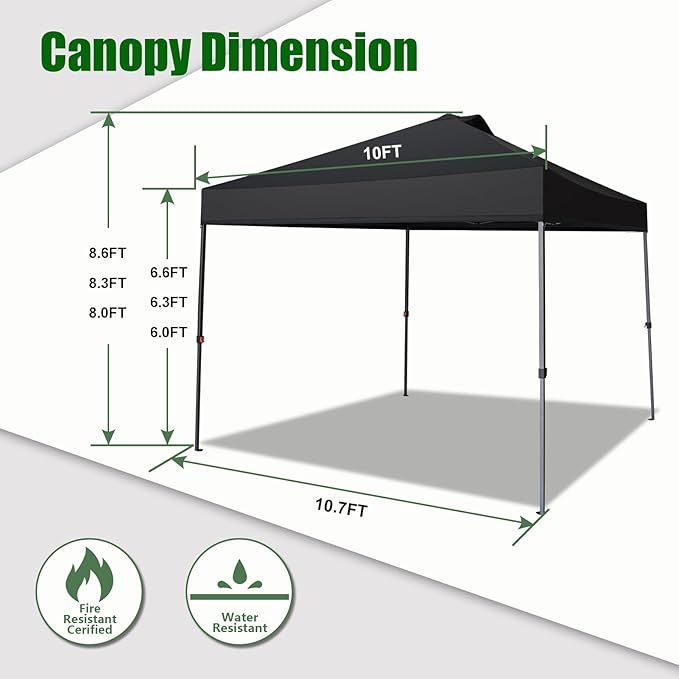 Eurmax USA NOMATTER ONE-Person Open&Close 10x10ft Pop Up Canopy Tent，Portable Shelter Canopy for Outdoor Events，Instant Canopies, Temporary Sunshade,Bonus 4 Sand Bags(Blue)