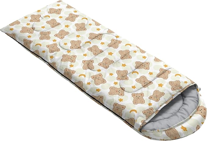 AILONEN Kawaii Puppy Sleeping Bag for Kids Boys Girls,Warm and Cool Weather,Lightweight,Waterproof Backpacking,Cartoon Cute Dog & Duck Animal Themed Blue Sleeping Bag for Camping