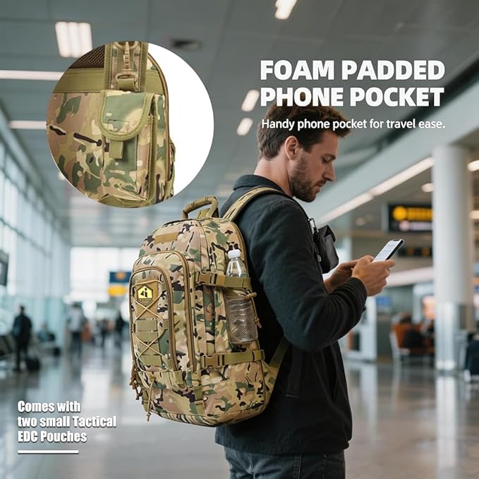 40L Large capacity backpack for men, Hiking backpack,Waterproof bag,large-capacity Tactical backpack with MOLLE System,Suitable for camping,Hunting,mountain climbing(Camouflage)