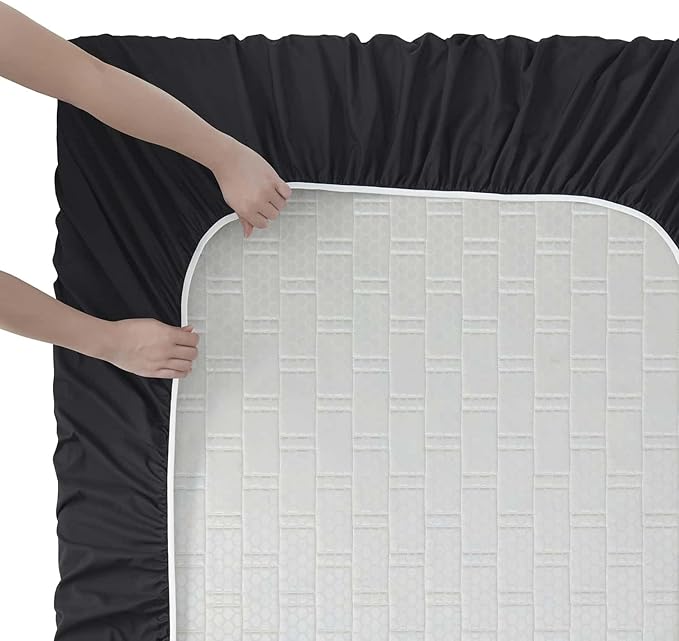 Clara Clark RV Queen Sheets, 6 Piece RV Sheets Set - Hotel Luxury Sheets for RV Bunks, Super Soft Bedding Set, Short Queen,Black