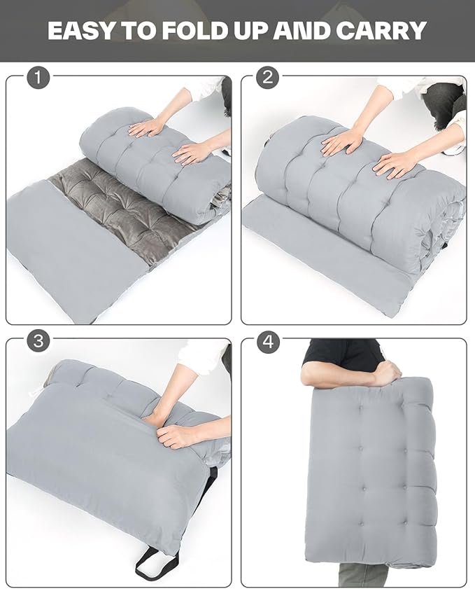 Sportneer Cot Mattress: 1.5-2" Thick Soft Camping Cot Mattress Pad - 75"x28" Folding Cot Topper with Fix Straps for Single Bed, Camp Cot, RV Bunk - Comfortable & Portable