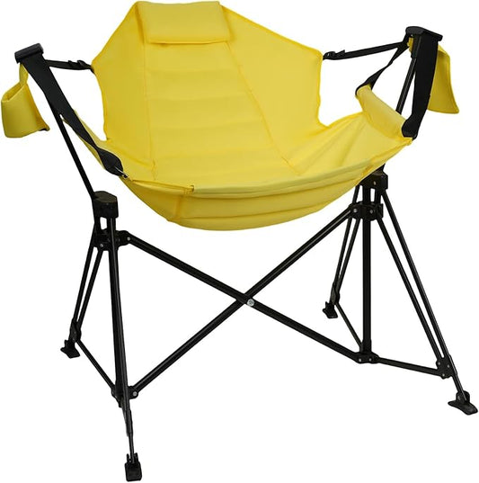 Hammock Camping Chair Folding 350lbs Foldable Portable Rocking Chairs for Adults Outside Swinging Camp with Stand Lawn Garden Hanging Outdoor