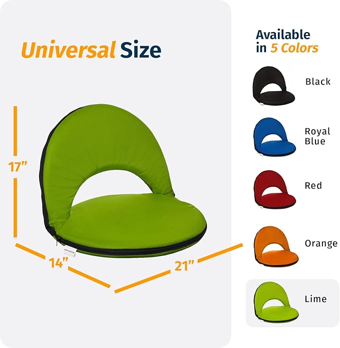 Alpcour Folding Stadium Seat – Deluxe Outdoor Camping Reclining Waterproof Cushion Chair for Bleachers – Best 6-Position Back Support Picnic Bleacher Seats w/Extra Thick Padding for Support & Comfort