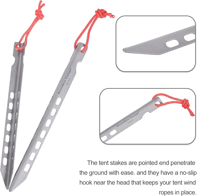 iBasingo 8 pcs/Lot Ultralight Titanium Tent Pegs Outdoor Camping Tent Stakes for Sand Heavy Duty Portable Tent Nail for Garden Picnic A-Ti4008P