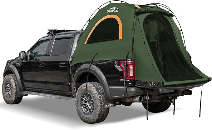 Truck Bed Tent, Double Layer Pickup Tent Bed, Waterproof PU3000mm, Truck Tent for Camping(Orange-Grey)