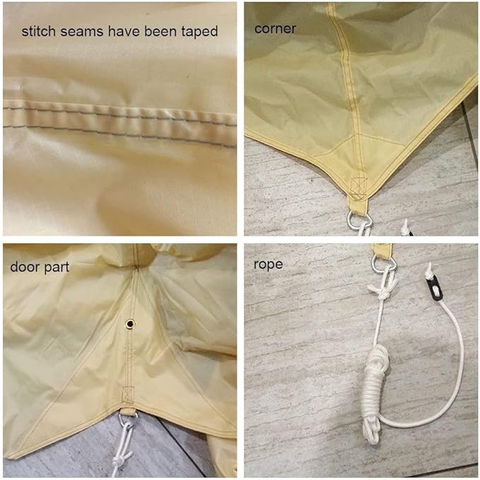 WINTENT Waterproof Top Tarp with Stove Jack for 3M 4M 5M 6M 7M Cotton Canvas Bell Tent Glamping Yurt Tent for Camping