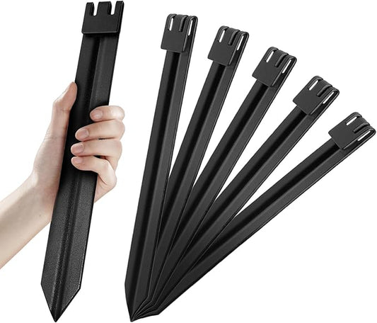 6Pcs Black Metal Landscape Edging Stakes, 10In Garden Stakes Landscape Anchoring Spikes for Terrace Board/Landscape Edging Coil/Grass Barrier/Bender Board