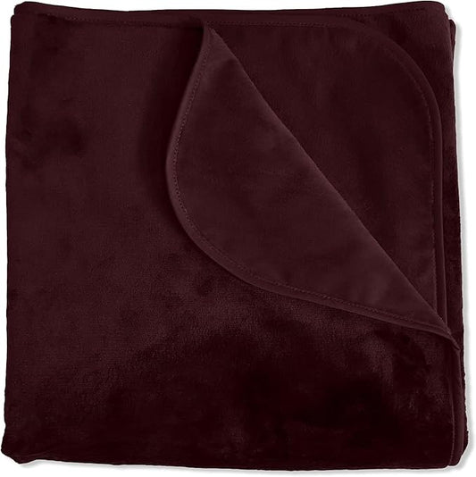 Mambe Silky Waterproof Throw for Protecting Furniture Bed Couch from Stains Caused by Dogs, Cats, Incontinence. Soft, Washable, Reversible. (Size Large 70x90 inches, Color Merlot)
