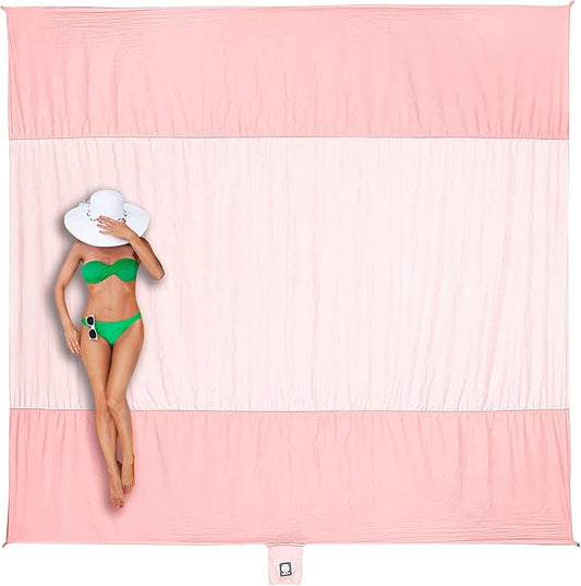 WEKAPO Beach Blanket Sandproof Waterproof, Extra Large Beach Mat, Oversized & Compact Sand Free Mat Quick Drying, Lightweight & Durable with Stakes & Corner Pockets