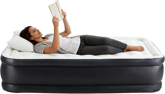 Simple Deluxe Camping Air Mattress with Built-in Electric High-Speed Pump, Blow Up Inflatable Airbed with Carrying Bag for Home Guests & Travel, Waterproof Foldable Portable