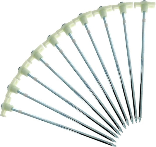 10-Piece Galvanized Steel Tent Pegs - Glow in The Dark Garden Stakes