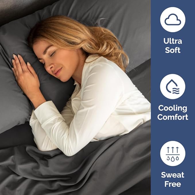 Full XL Bed Sheet - 4 Piece Full XL Bed Sheets Set - Soft, Breathable & Cooling - Hotel Luxury Bedding for Women, Men, Kids, Teens, Boys & Girls - Deep Pockets, Comfy, Fade & Wrinkle Free - Charcoal