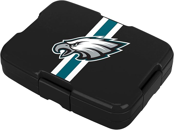 FOCO NFL Unisex-Adult Officially Licensed Team Color Stripe Primary Logo Football Leak Proof 5 Compartment Bento Lunch Box - Philadelphia Eagles