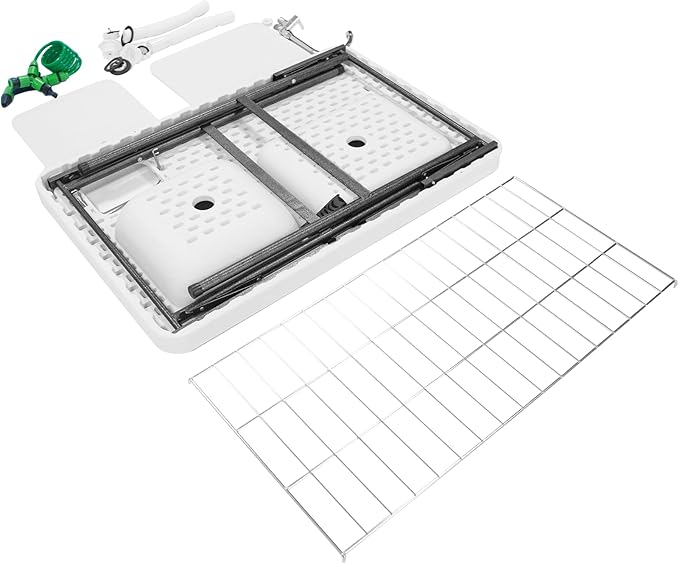 THUNDERBAY Portable Folding Fish Game Cleaning Camp Table Heavy Duty 40''Fillet Table with Double Sink and Faucet