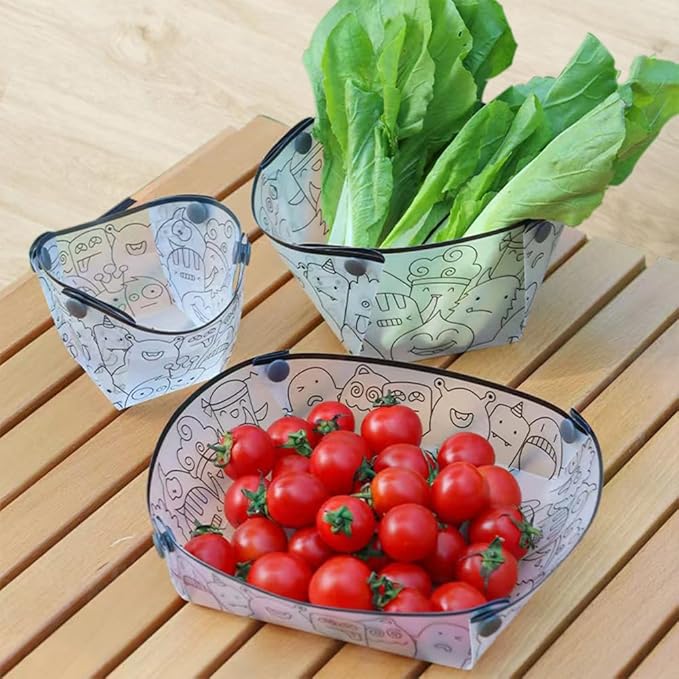 MIUPOO Collapsible Plate Set,Portable Mess Kit,Food Grade Material Free Folding Plate for Lunch Family Picnic, 8×7.5×2.2 Inches,4 Pieces.