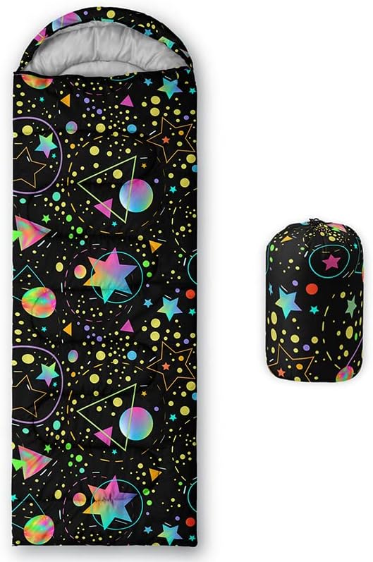 Kids Sleeping Bag for Boys and Girls,Mixed Color Star Dot-Lightweight Warm Portable Outdoor Indoor-Waterproof Cold Weather Resistant Sleeping Bag for Camping Hiking