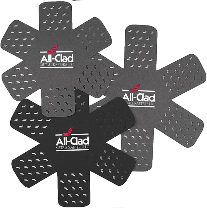 All-Clad Premium Cookware Protectors: Pot and Pan Protectors for Kitchen Organization - Perfect for Cast Iron, Steel, or Glass, (3-Piece), Black/Grey